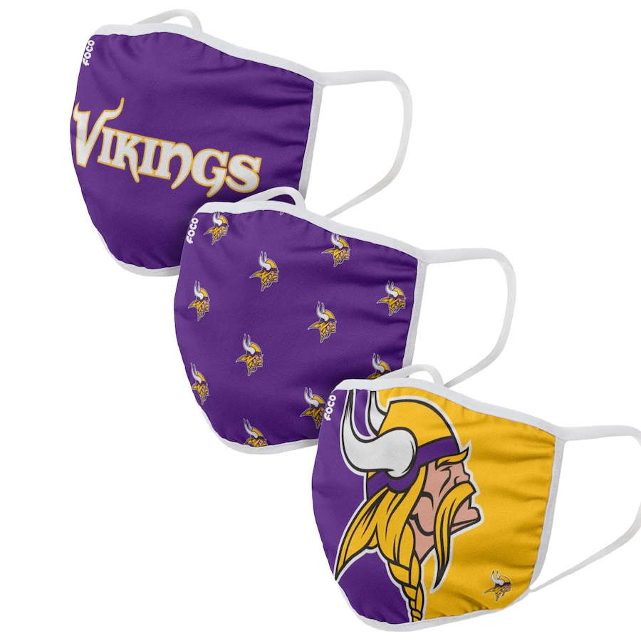  Minnesota Vikings Adult Face Covering 3-PackDust mask with filter->houston texans->NFL Jersey